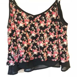 summer cropped tank top, floral